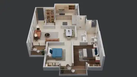Topaz Towers 2 BHK odd floor plan