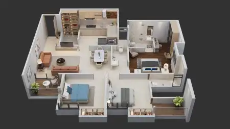 Topaz Towers 2 BHK floor plan